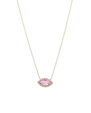 Marquise Pink Sapphire   Diamond Halo Necklace