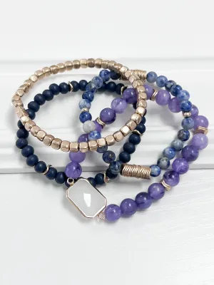 Marta - Blue & Purple Beaded Bracelet Set