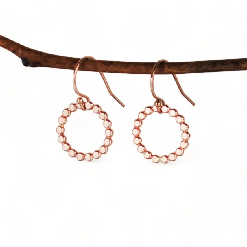 Mini Beaded Circle Earrings - gold-filled