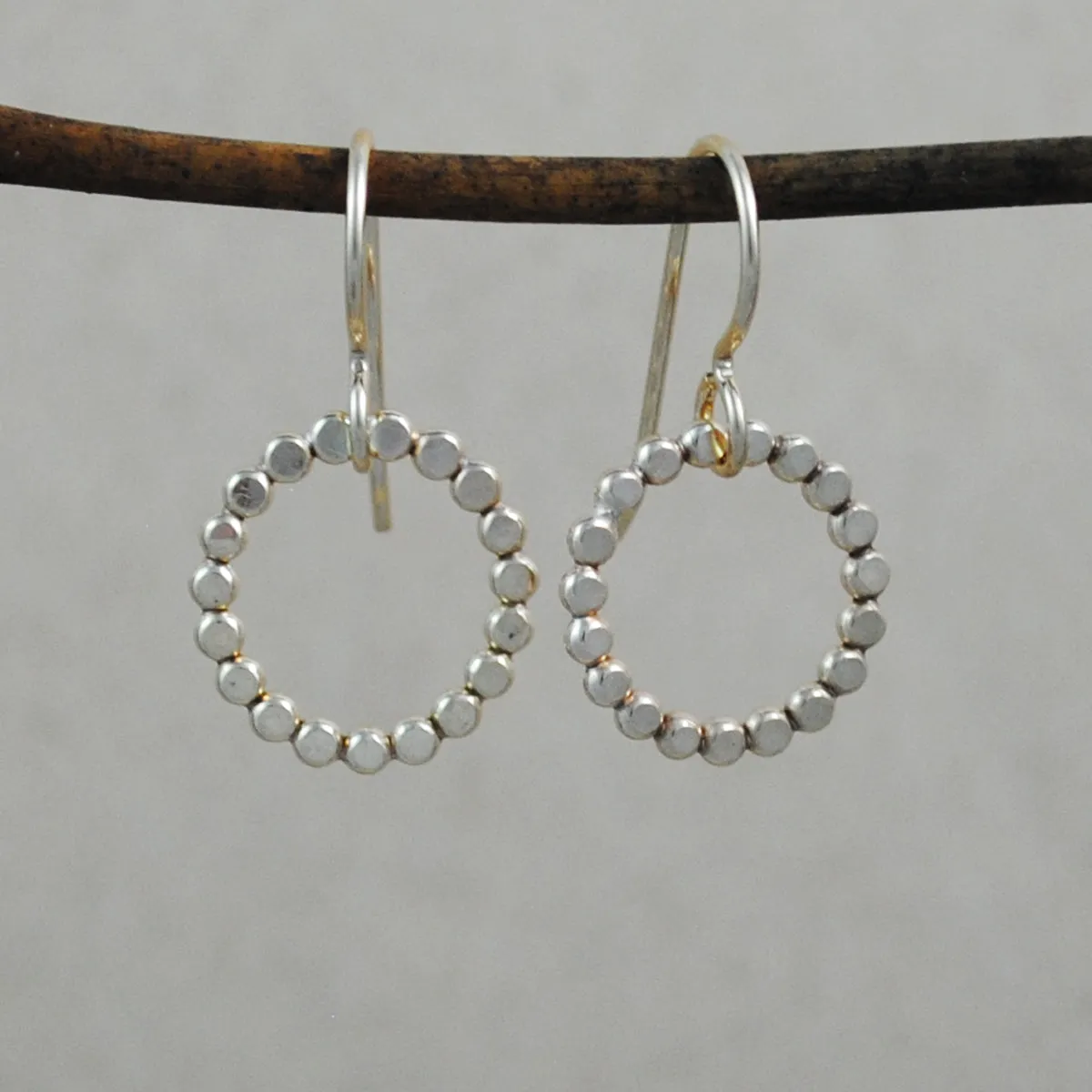 Mini Beaded Circle Earrings - gold-filled