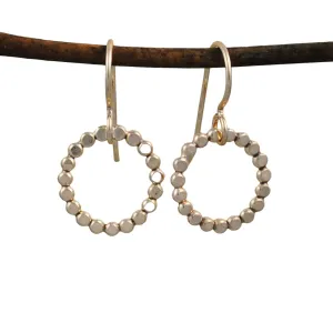 Mini Beaded Circle Earrings - gold-filled