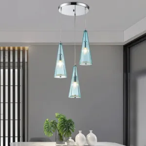 Modernist Conical Glass 3-Light Pendant - Ideal for Dining Room Ceiling