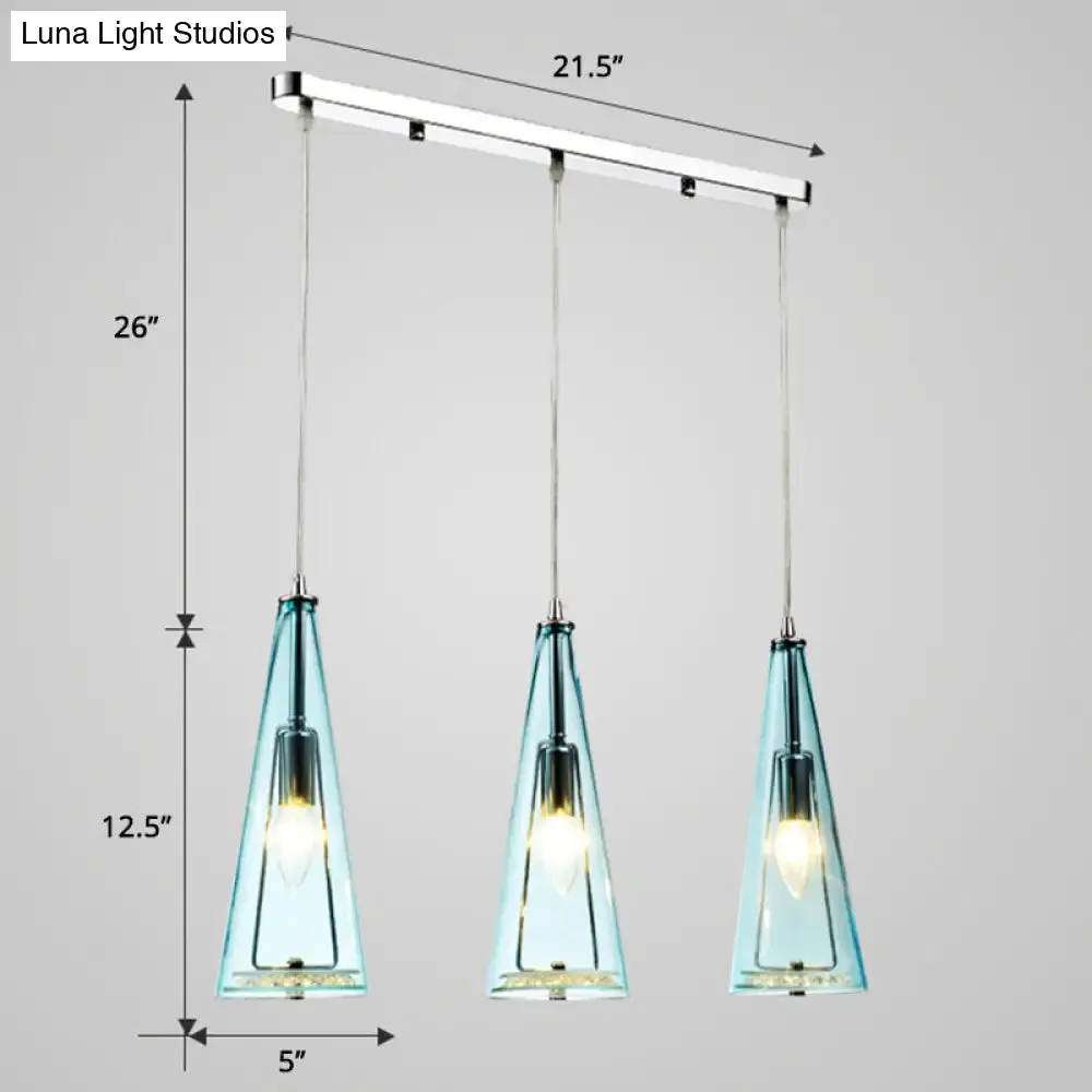 Modernist Conical Glass 3-Light Pendant - Ideal for Dining Room Ceiling