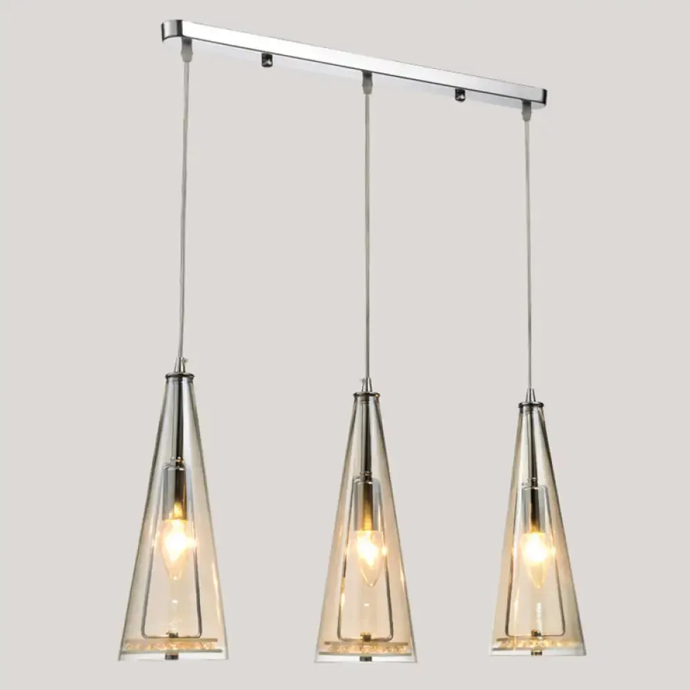 Modernist Conical Glass 3-Light Pendant - Ideal for Dining Room Ceiling