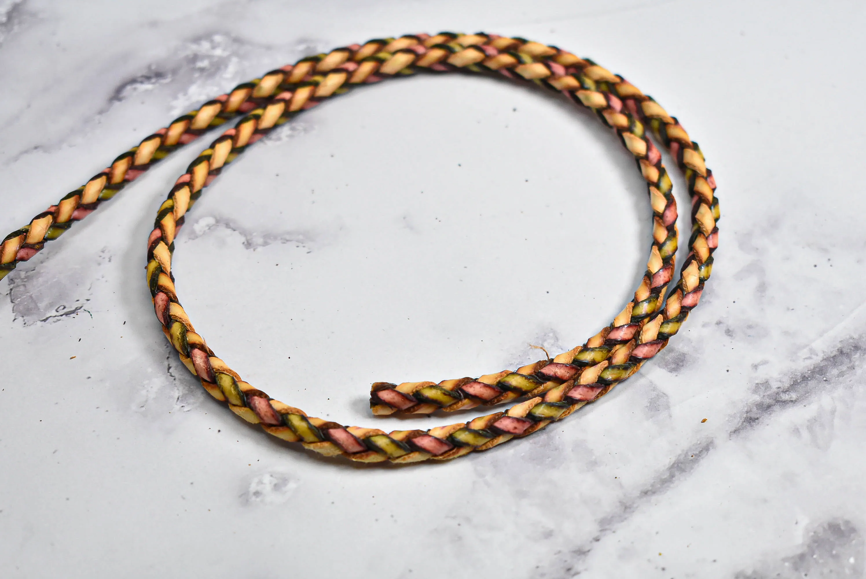 Multi Color Leather Rope Trim 0.25" - 1 Yard