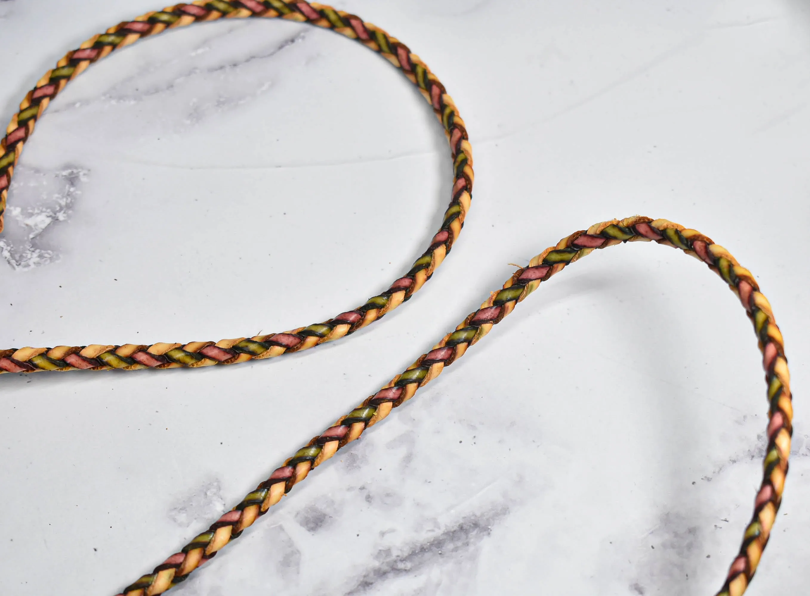 Multi Color Leather Rope Trim 0.25" - 1 Yard