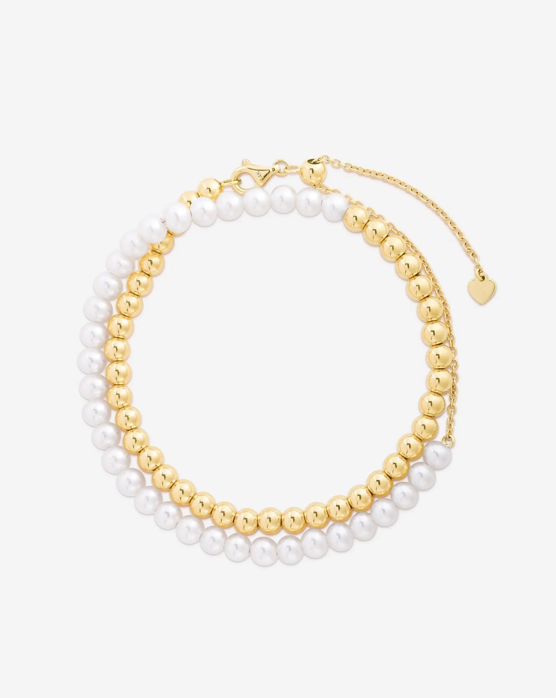 Multiway Pearl and Gold Beaded Necklace   Double Wrap Bracelet