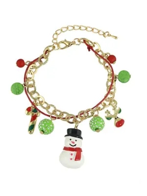 New Christmas Gift Colorful Balls Snowman Deer Charms Bracelet