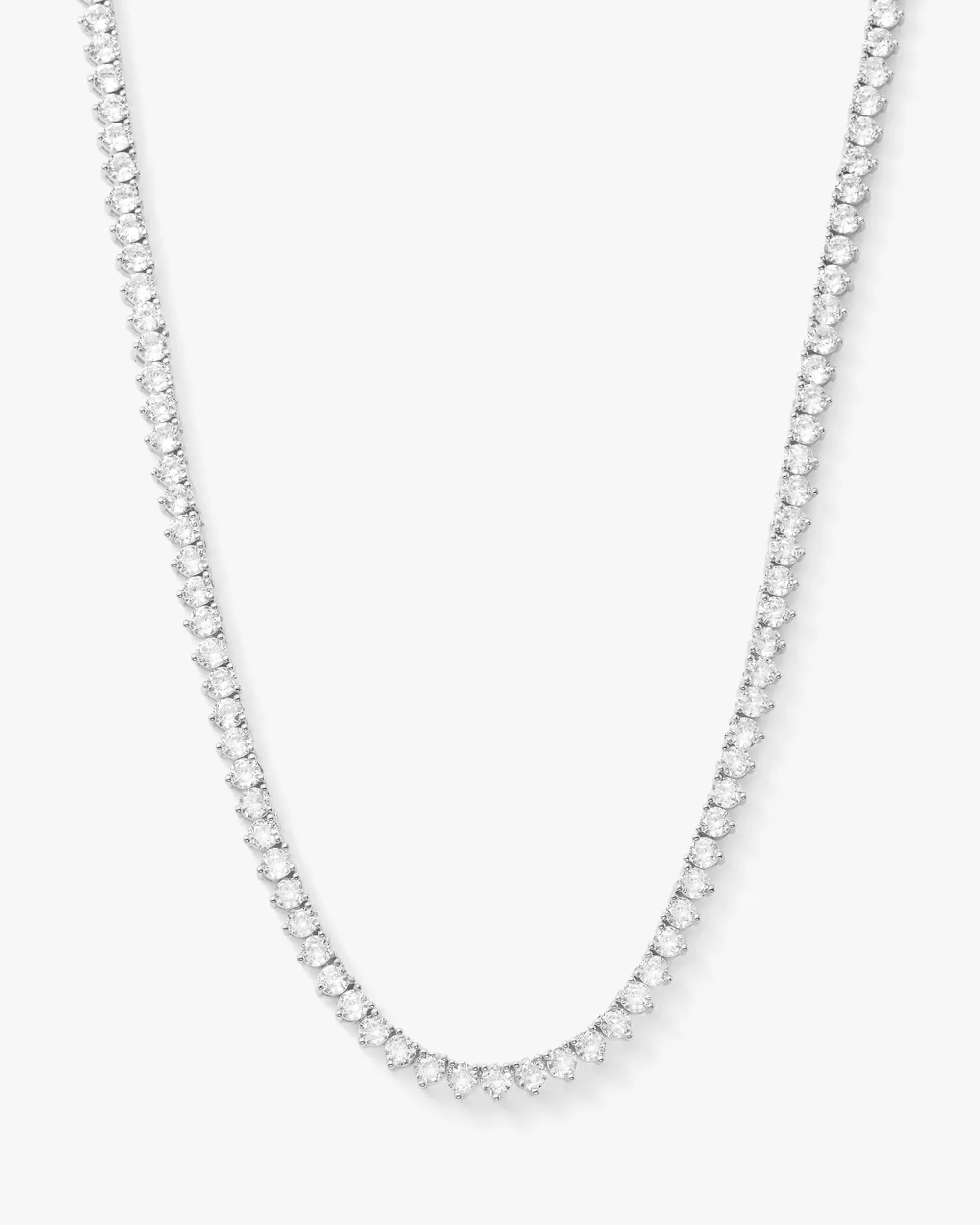 Not Your Basic Tennis Necklace 16" - Silver|White Diamondettes