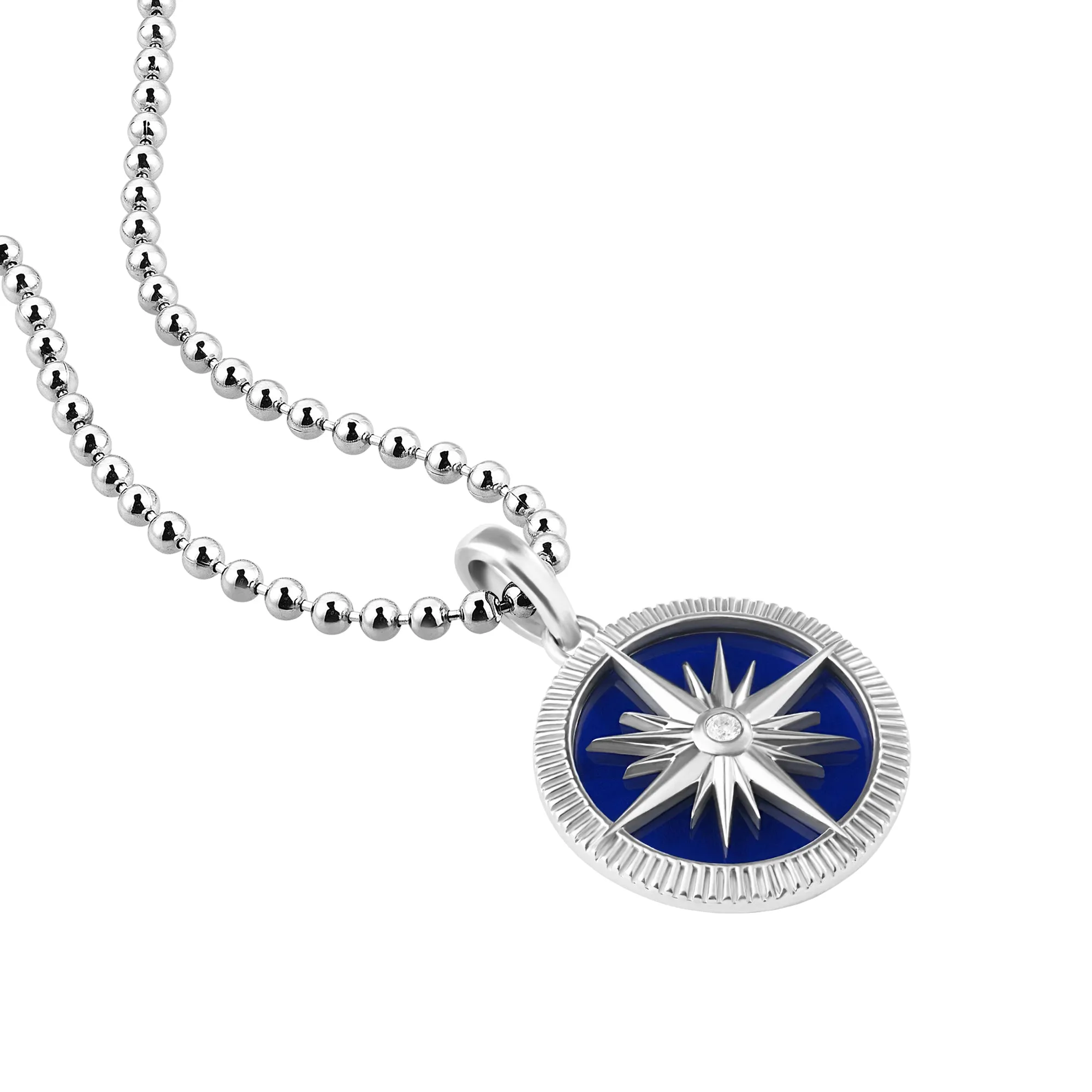 Ocean Compass Pendant in Silver