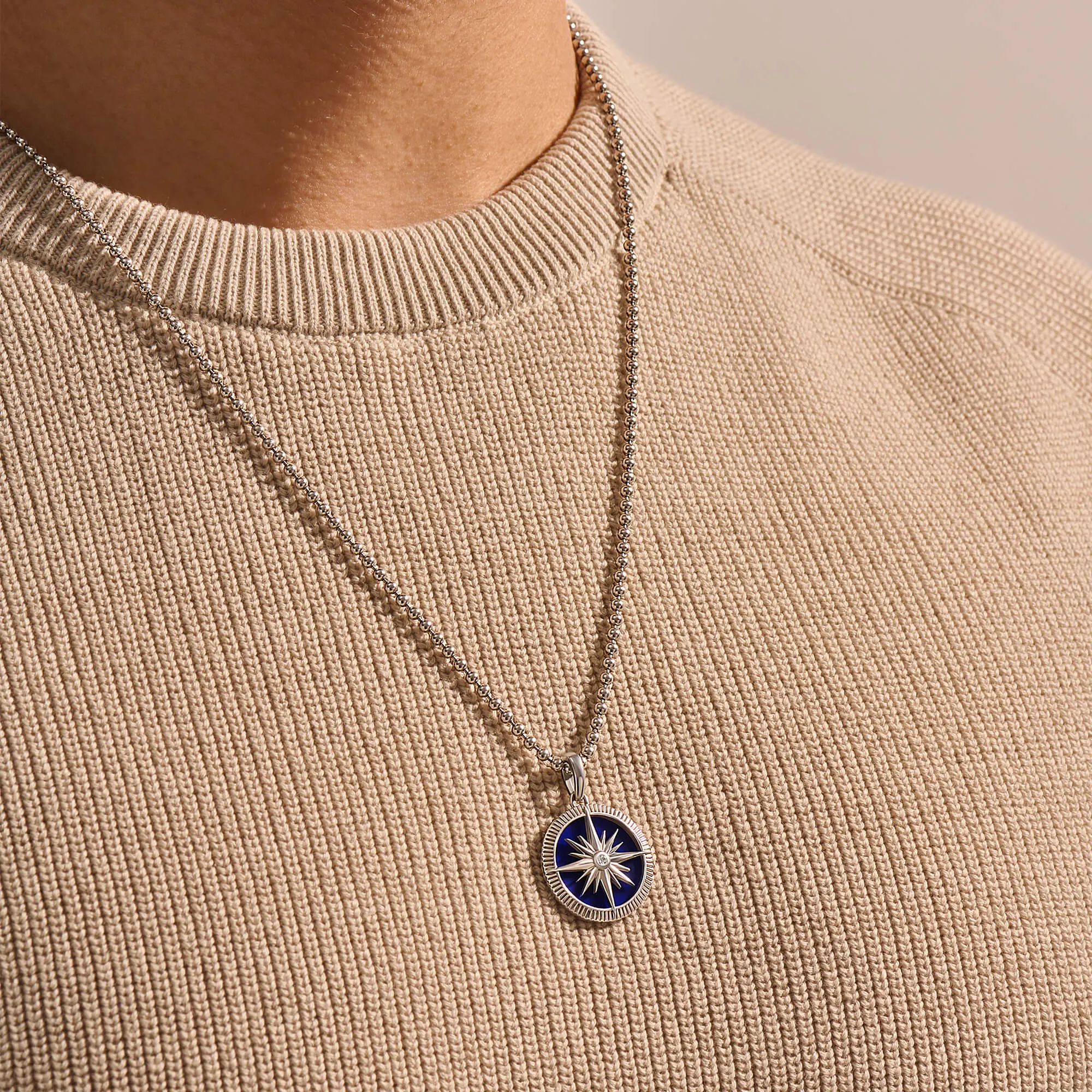 Ocean Compass Pendant in Silver