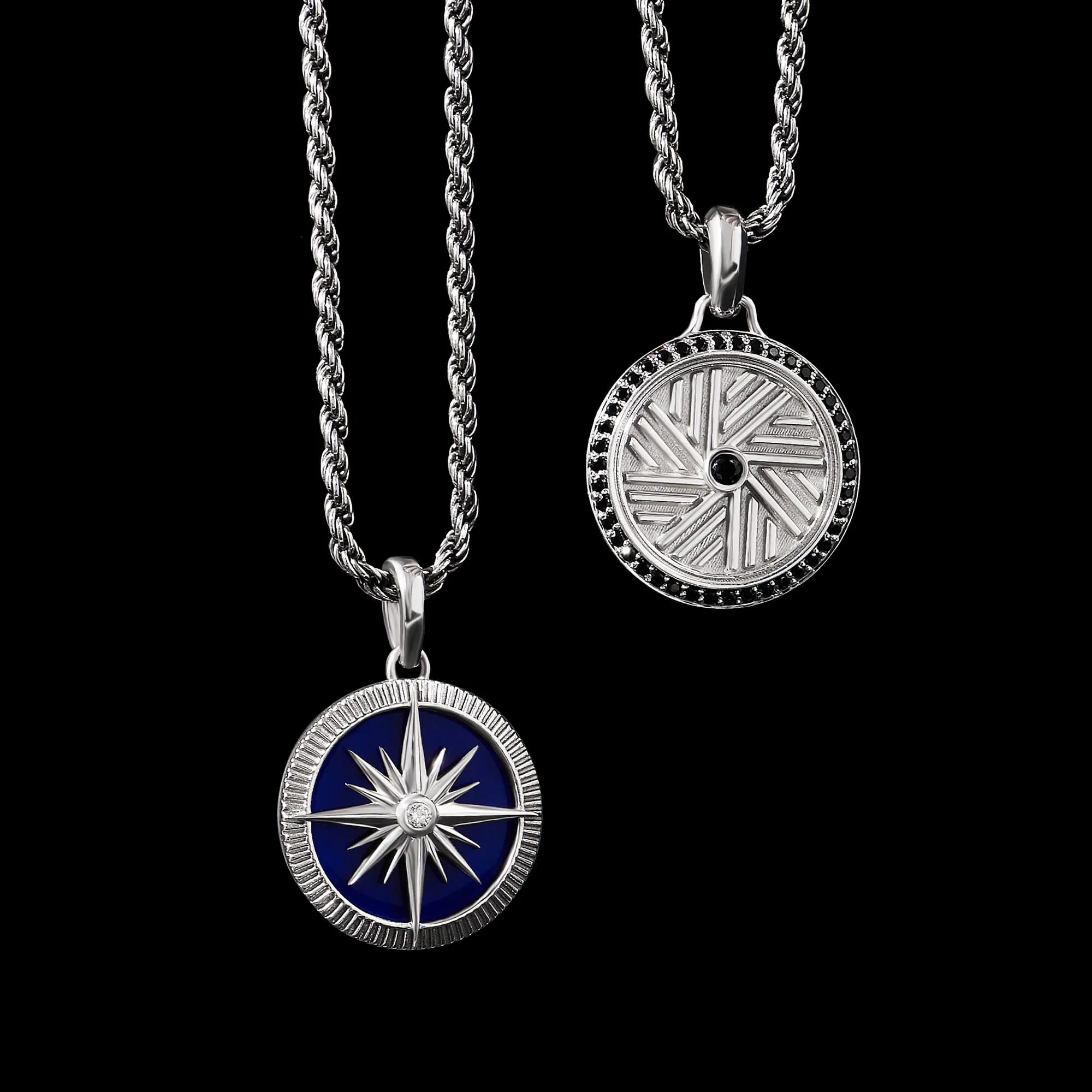 Ocean Compass Pendant in Silver