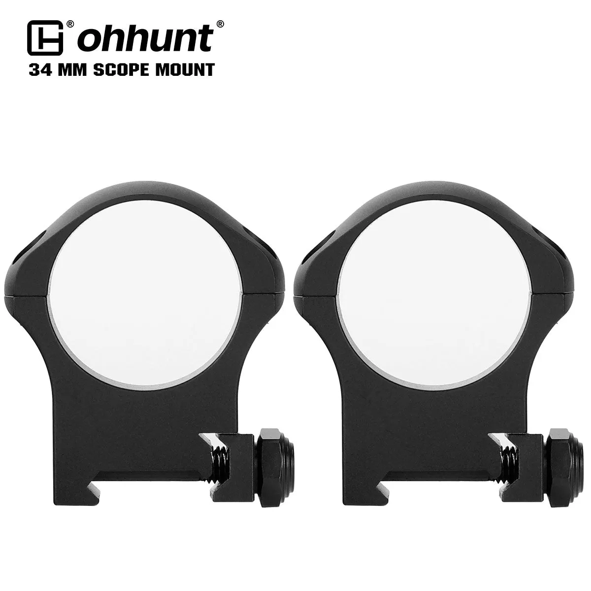 ohhunt® Pro 7075 Aluminum 34mm Scope Rings for Picatinny Rail - High Med Low Profile