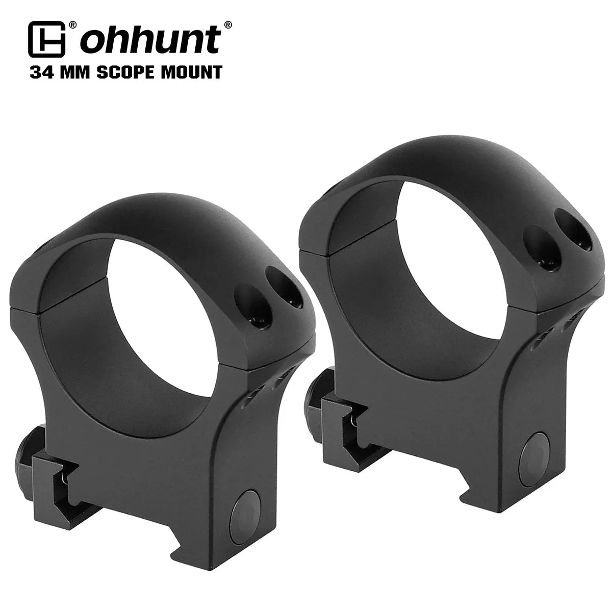 ohhunt® Pro 7075 Aluminum 34mm Scope Rings for Picatinny Rail - High Med Low Profile