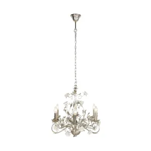 Oriana Silver Finish 6 Light Crystal Glass Chandelier