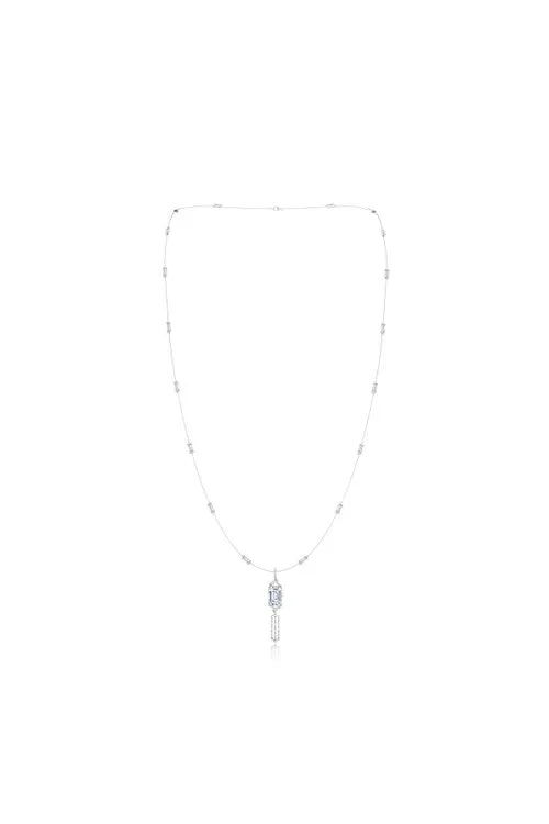 Orient Express Lab-Grown 14K Gold Baguette & Diamond Detachable Tassel Pendant Chain Necklace