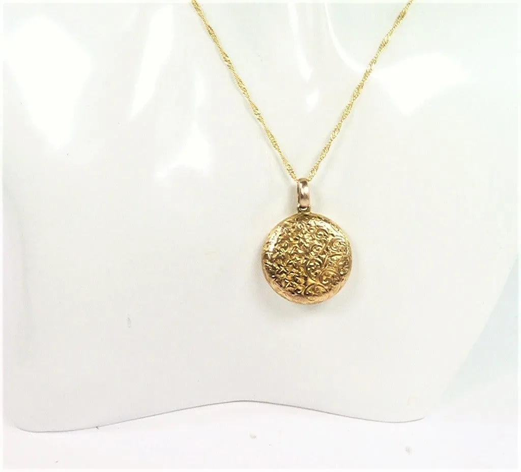 Ornate Deep Bodied Edwardian Date Fully Hallmarked 9 Carat Gold Locket 4.7 Grams B. H. Joseph & Co 1904 With 18 Inch Necklace