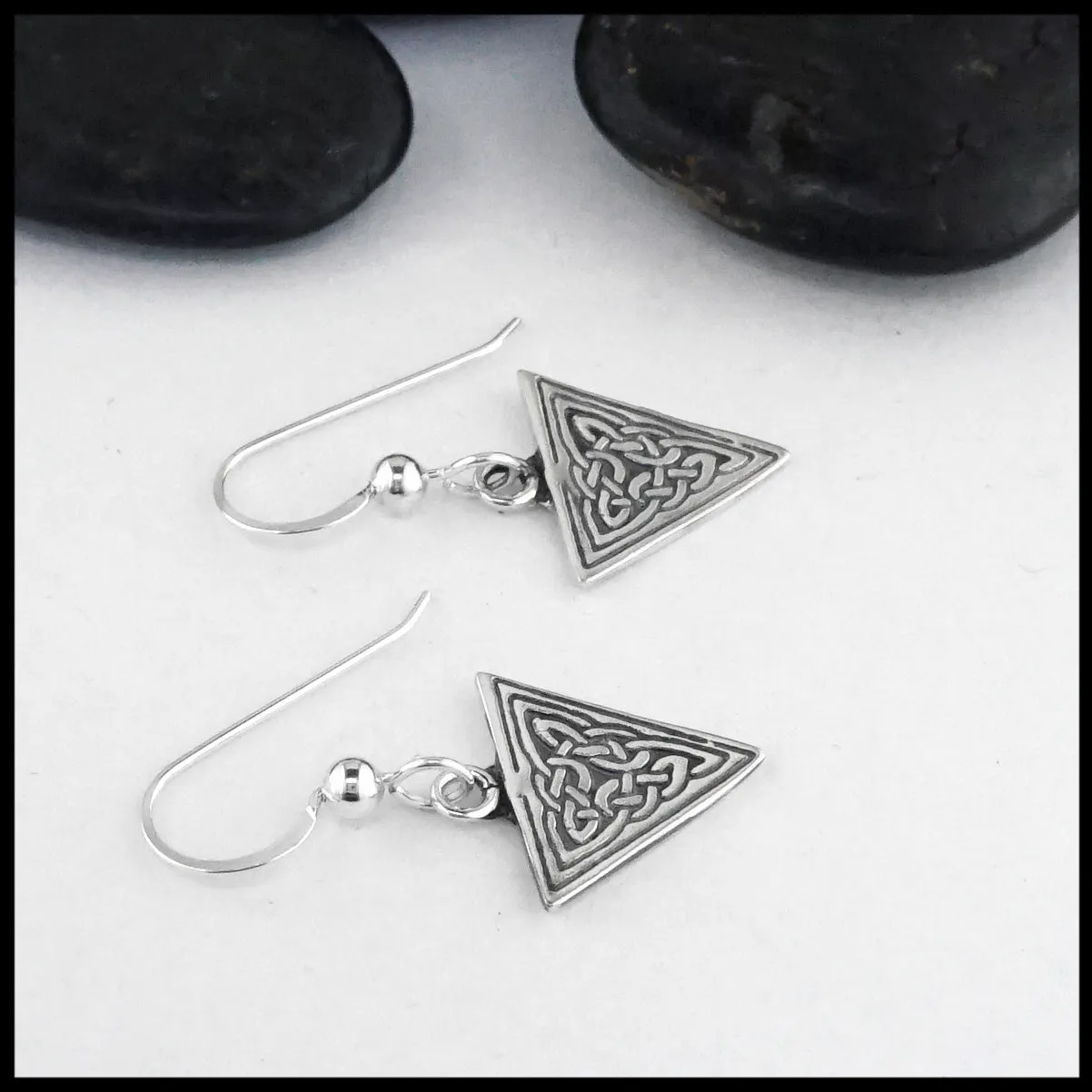 Ornate Triangle Celtic Knot Pendant and Earring Set