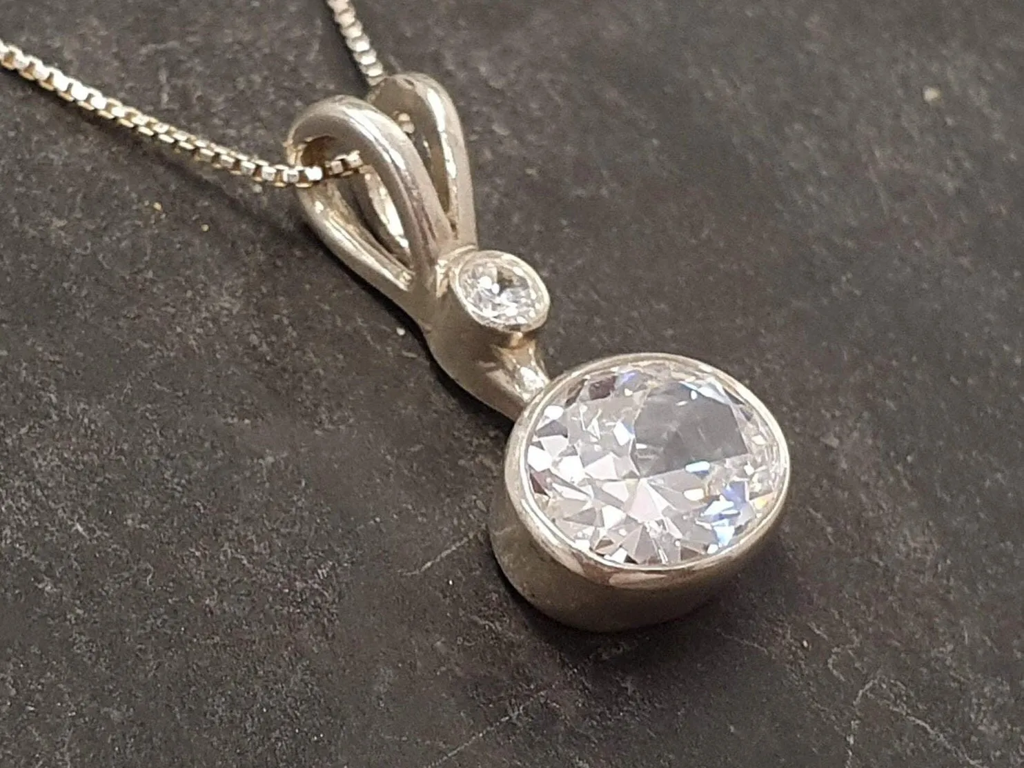 Oval Diamond Necklace - Diamond Bridal Necklace - Sparkly Diamond Pendant