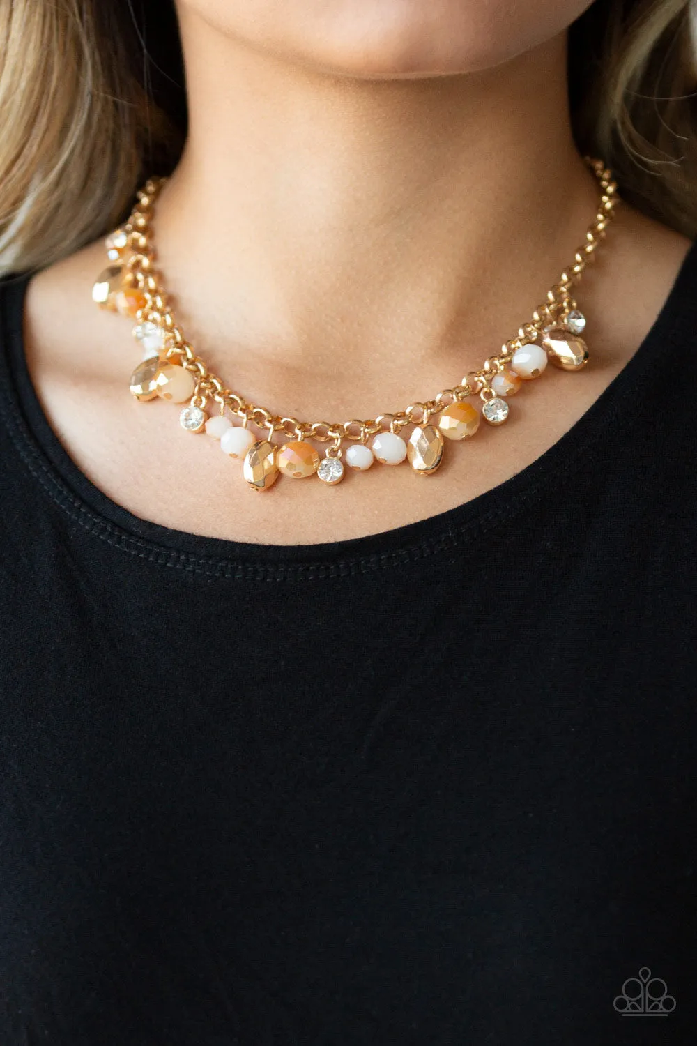 Paparazzi Downstage Dazzle - Gold Necklace