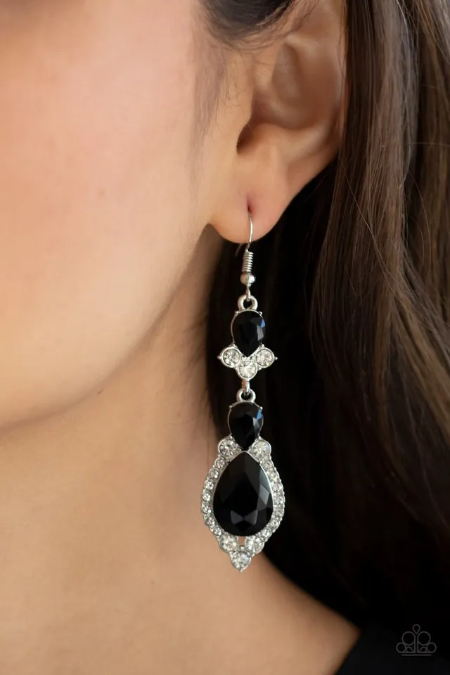 Paparazzi Earring ~ Fully Flauntable - Black