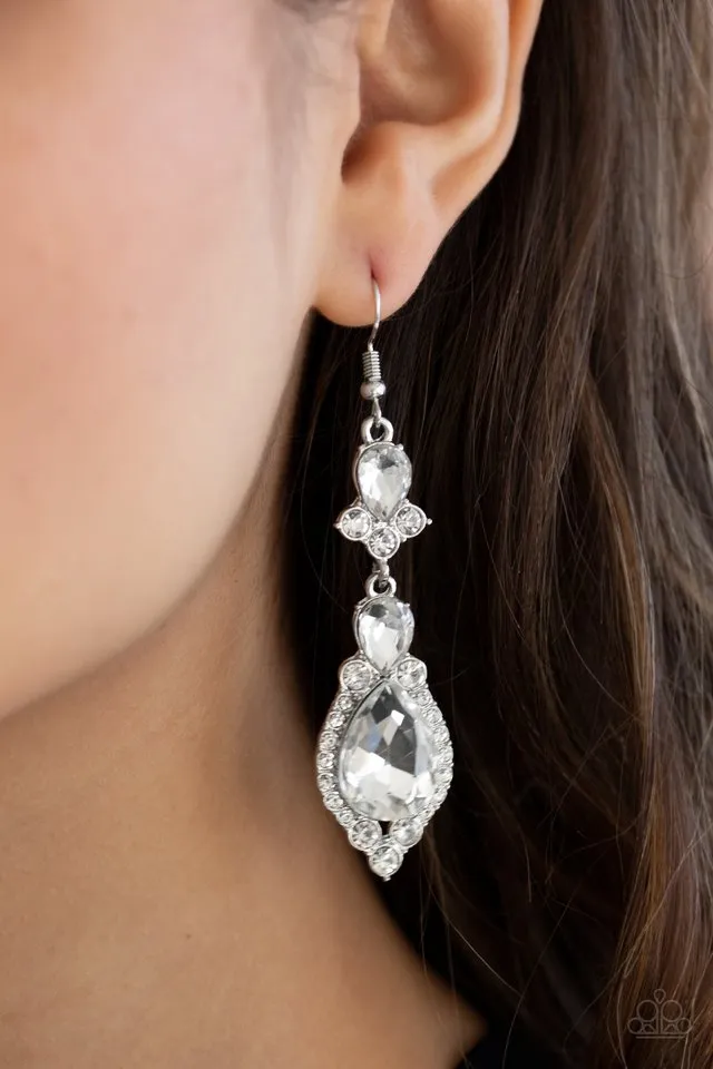 Paparazzi Earring ~ Fully Flauntable - White