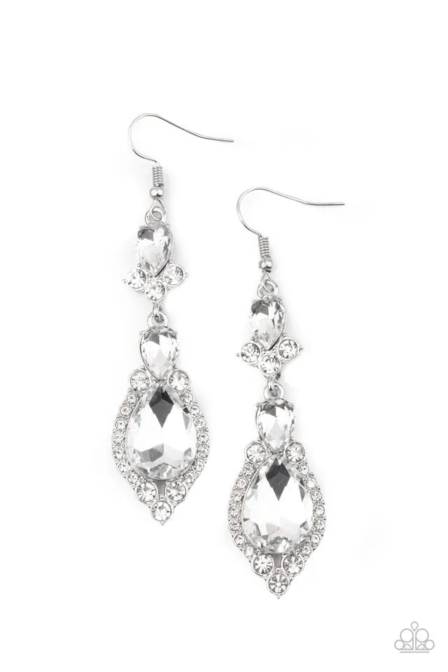 Paparazzi Earring ~ Fully Flauntable - White