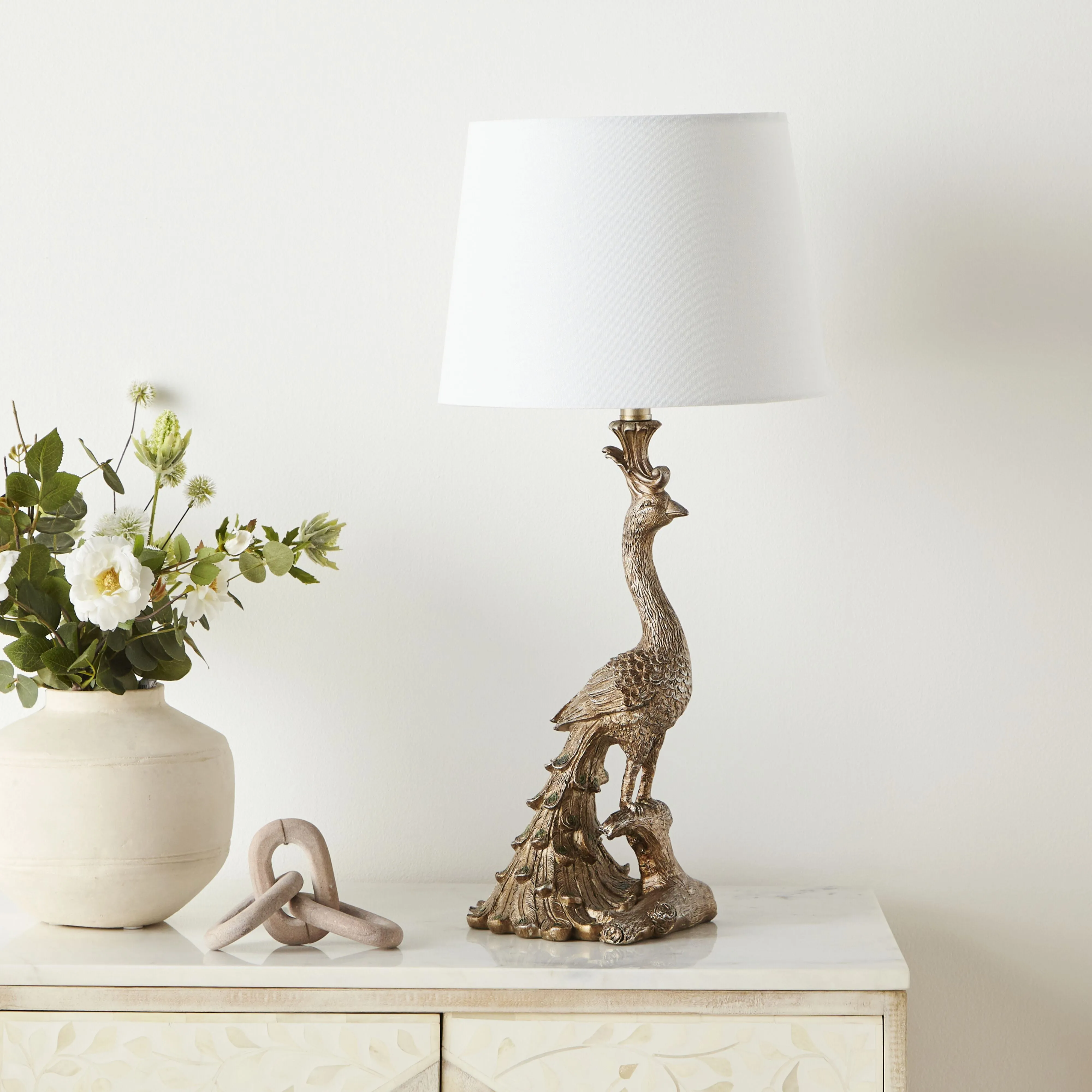 Peacock Table Lamp Gold 69cm