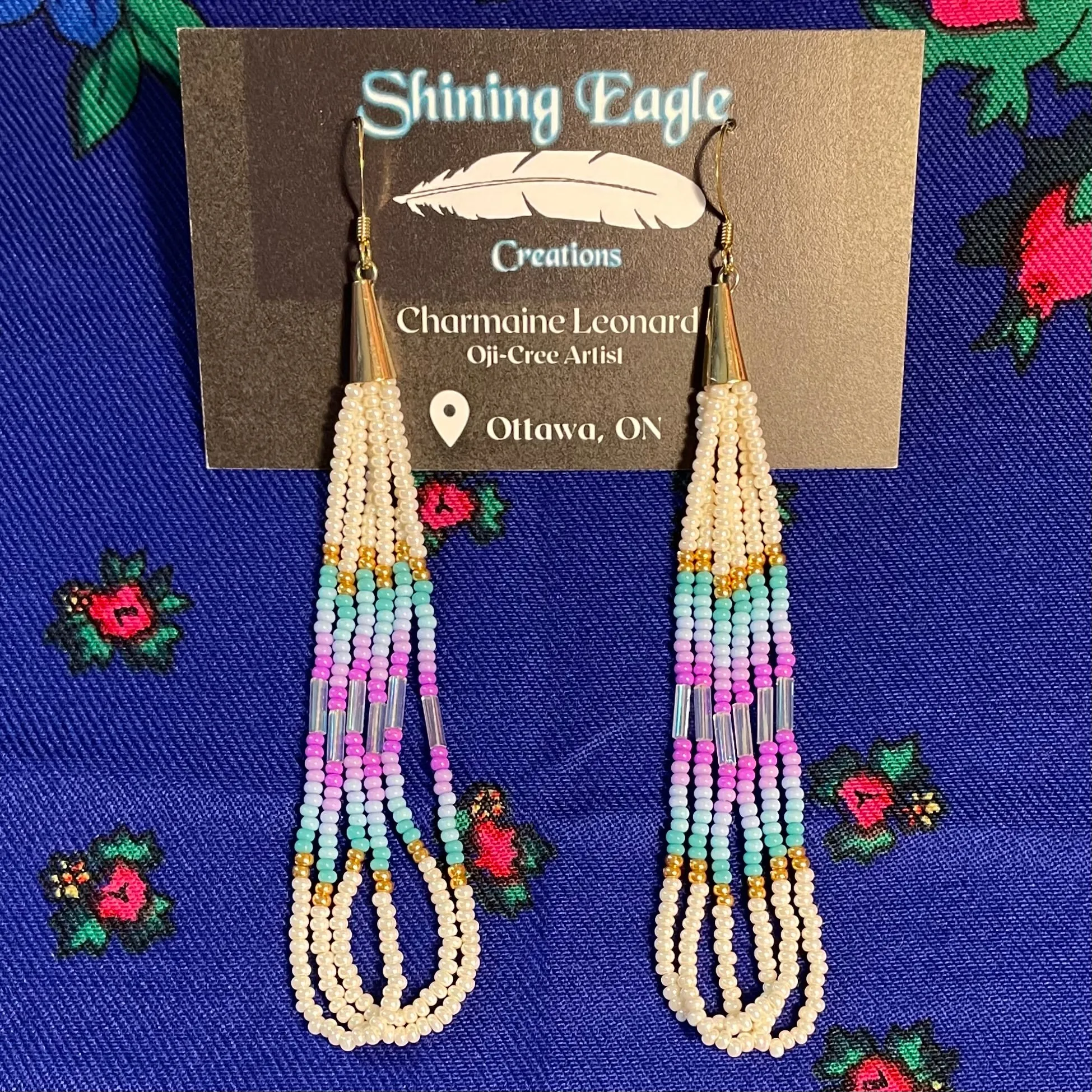 Pearl & Turquoise/Purple Ombre Dangle Earrings