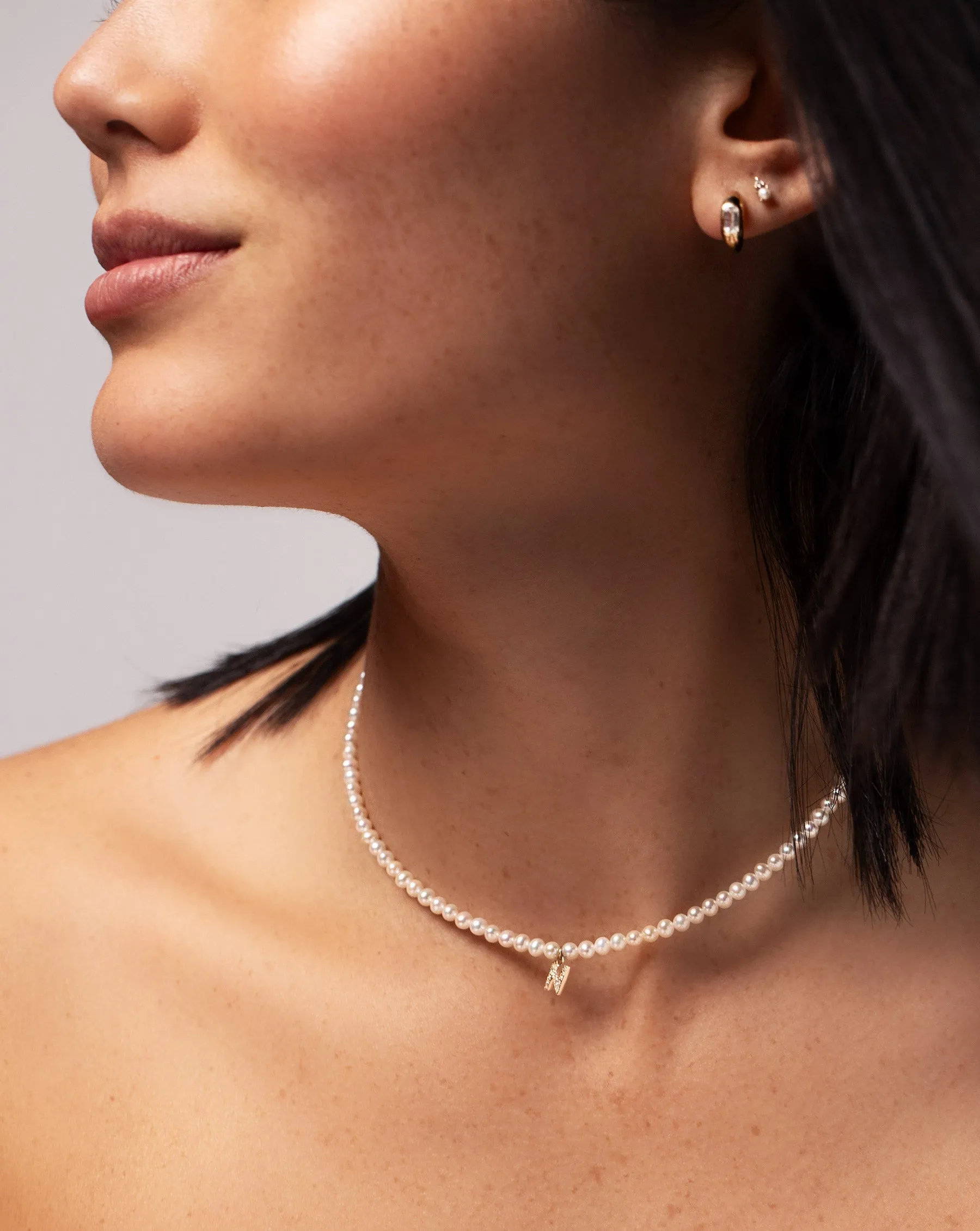 Pearl   Pavé Initial Choker