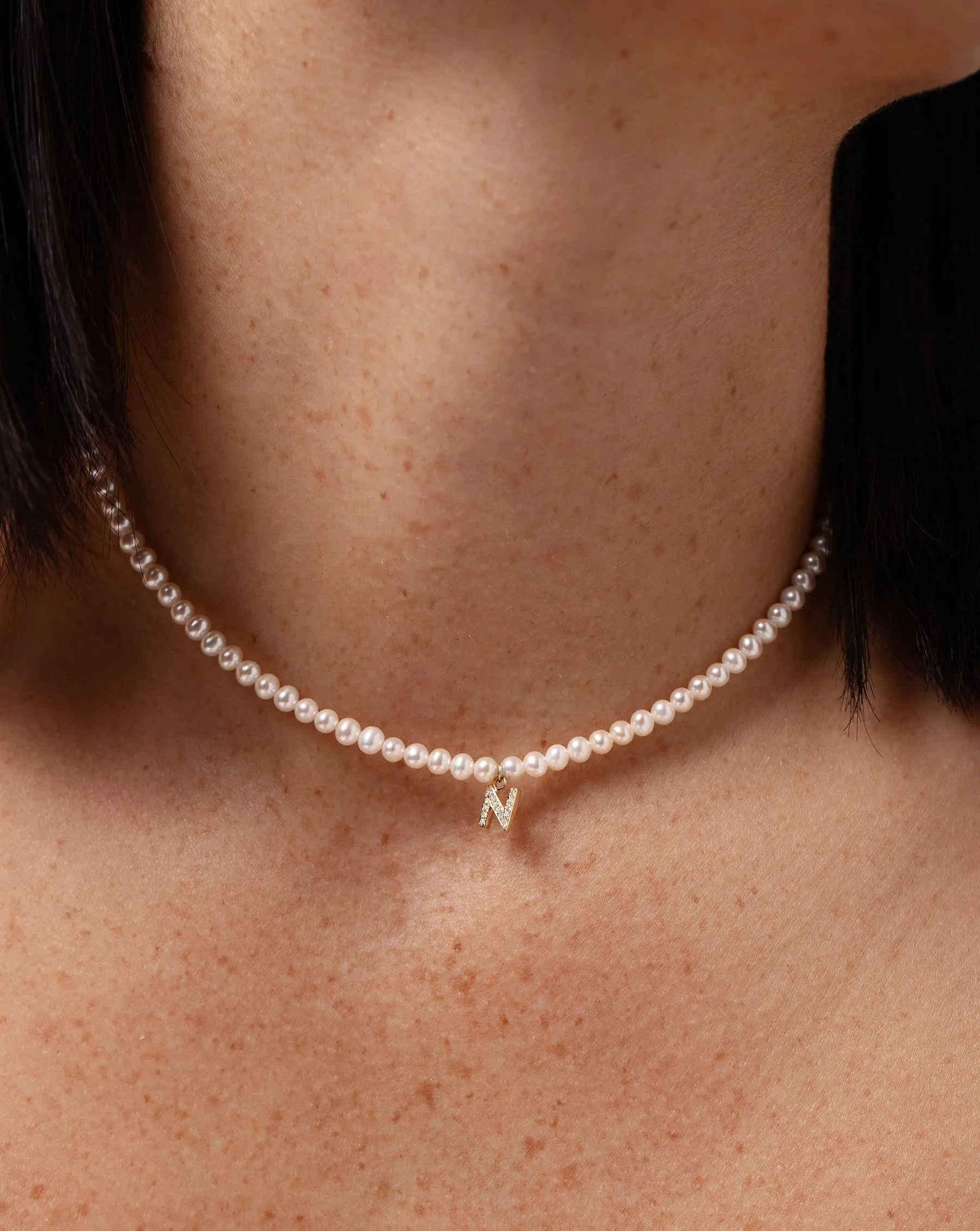 Pearl   Pavé Initial Choker