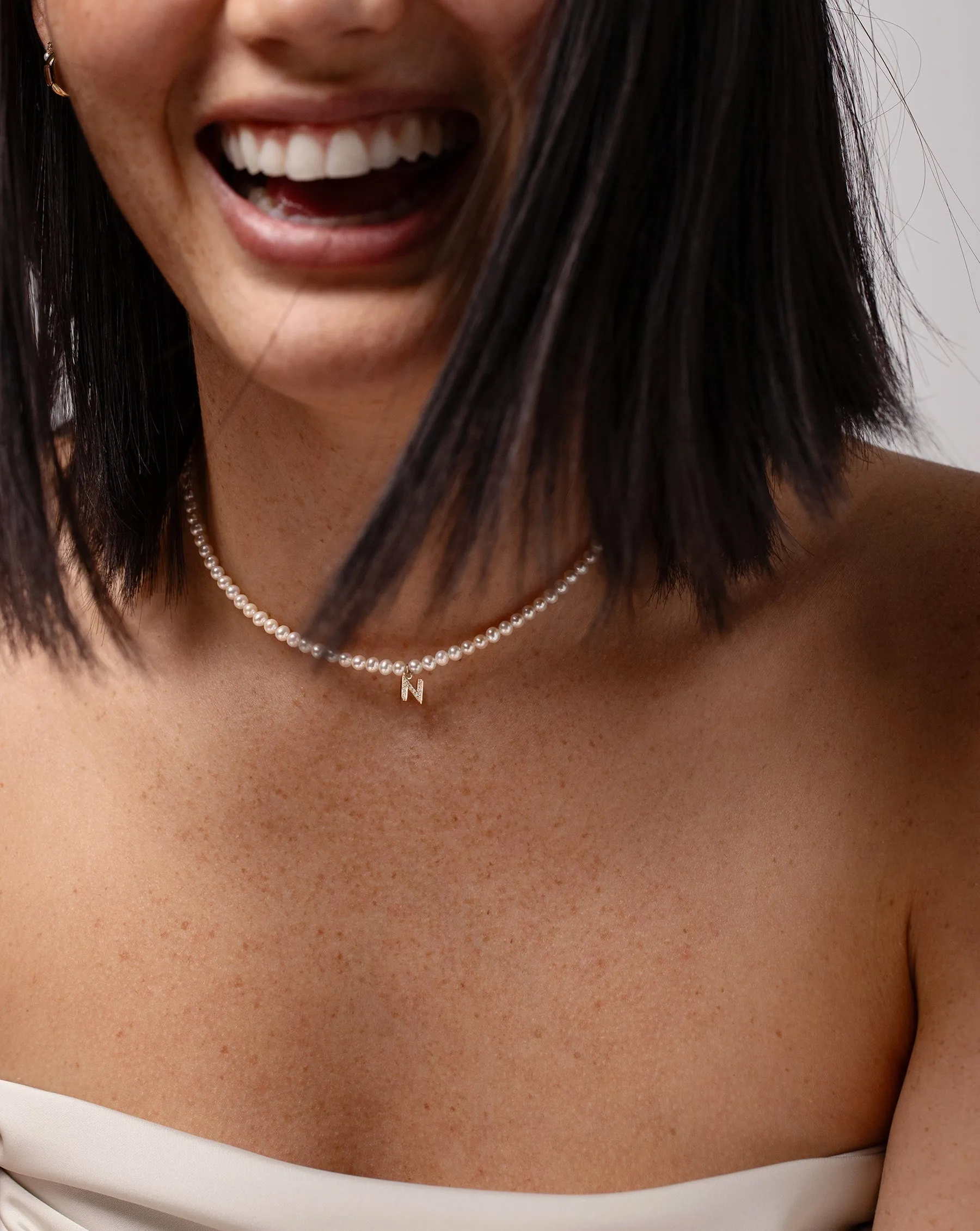 Pearl   Pavé Initial Choker