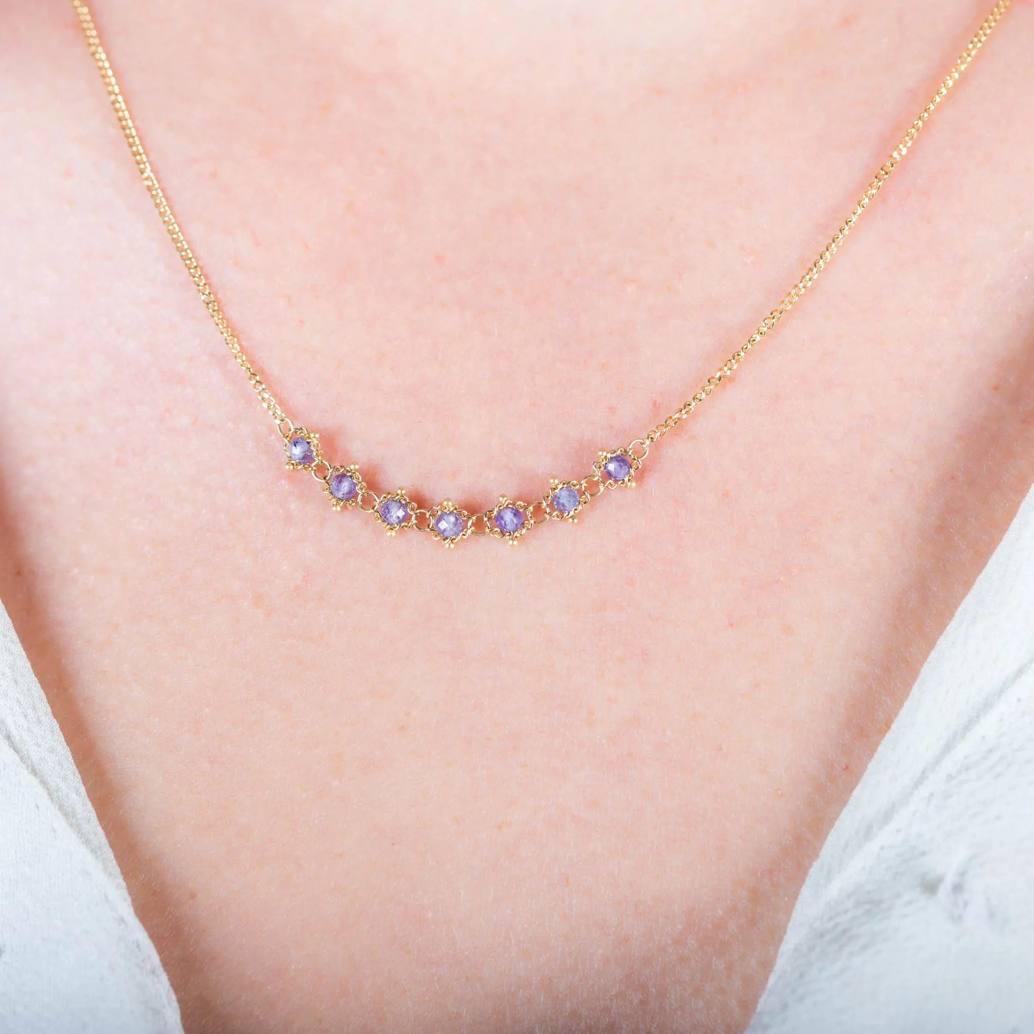 Petite Textile Row Necklace in Tanzanite