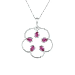 Pink Sapphire Pendant - Fashion Necklace with Created Pink Sapphires