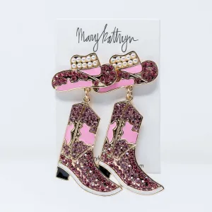 Pink Shania Boot Earrings