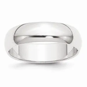 Platinum 6mm Half-Round Wedding Band Ring