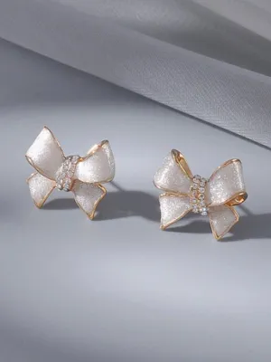 Pretty and Pearlescent Sparkly Bowknot Earrings