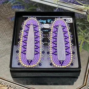 Purple & Silver Beaded Earrings