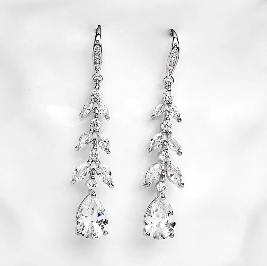 "Marilee" - Cubic Zirconia Bridal Drop Earrings - Available in Rose Gold and Silver