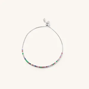 Rainbow Gem Silver Slider Bracelet