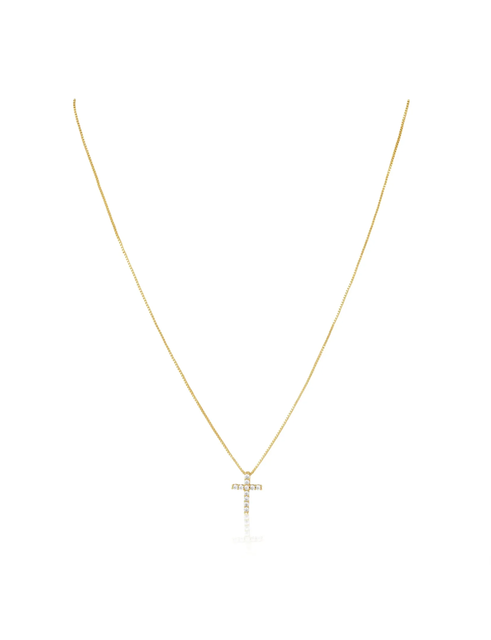 Raya CZ Cross Necklace, Gold