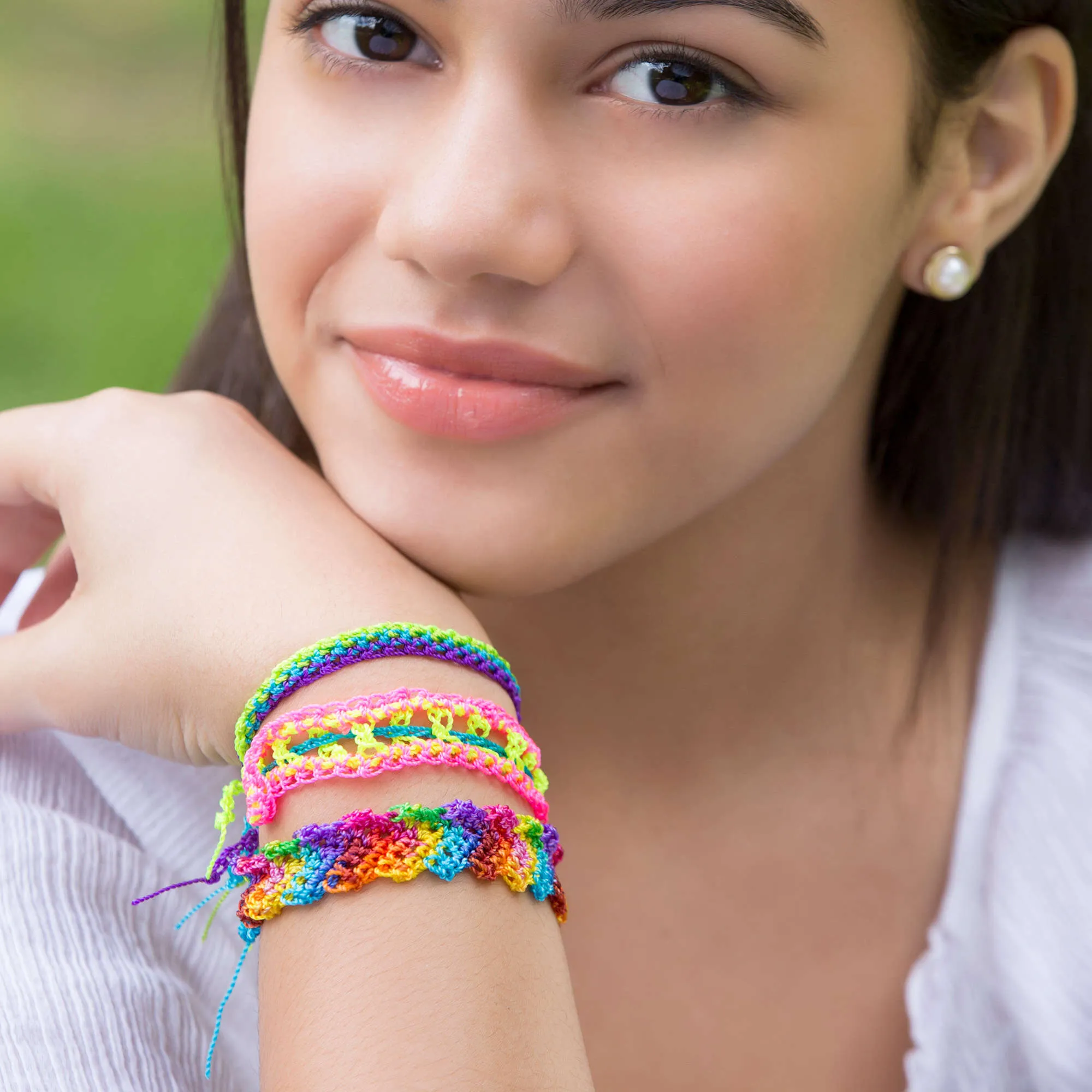 Red Heart Trio Of Crochet Friendship Bracelets