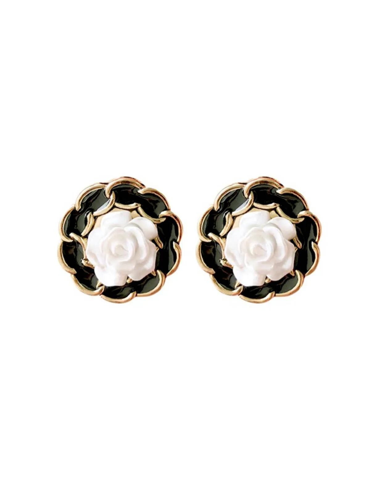 Retro Black Shining Rose Earrings