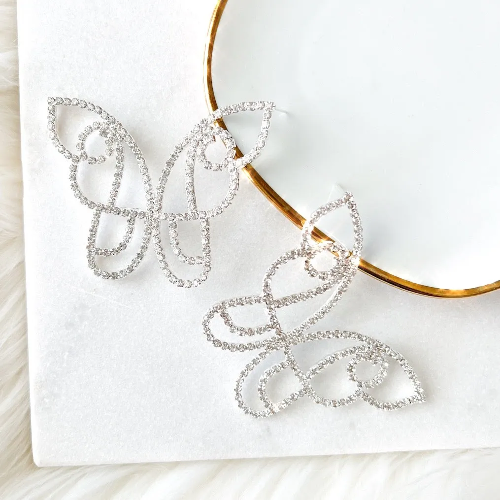 Rhinestone Butterfly Statement Earrings