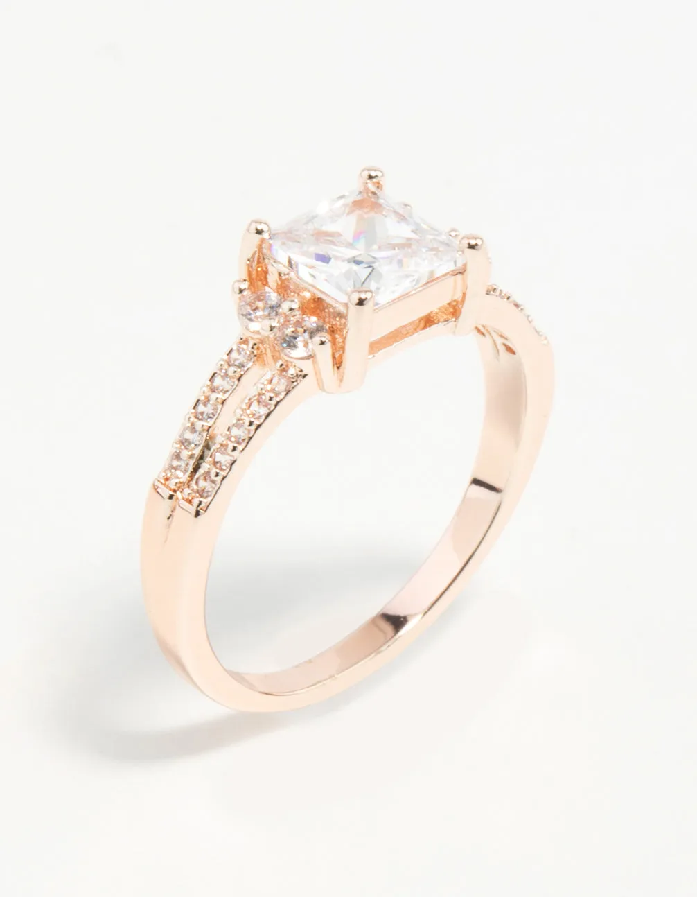 Rose Gold Double Band Cubic Zirconia Ring