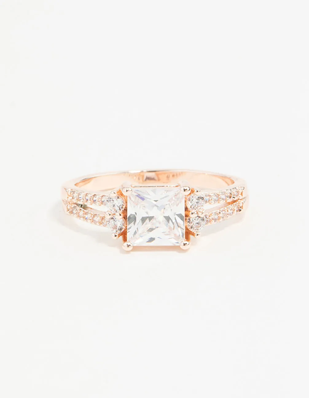 Rose Gold Double Band Cubic Zirconia Ring