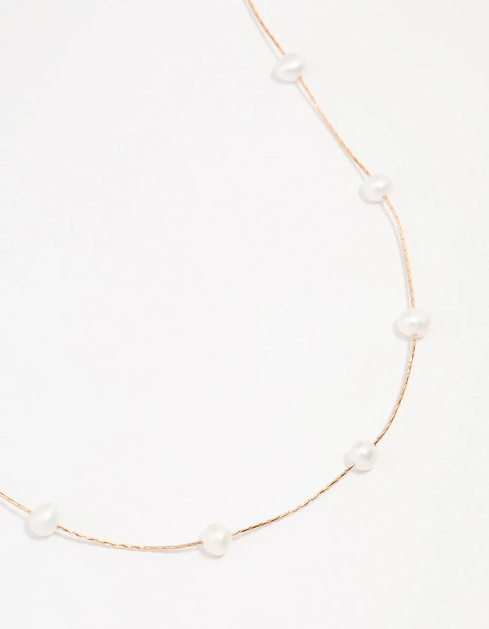 Rose Gold Plated Freshwater Pearl Dotted Fine Necklace