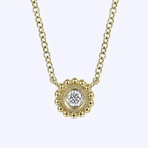 Round Bezel Set Diamond Pendant Necklace