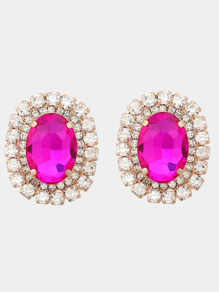 Round Rhinestone Party Earrings MSE00133