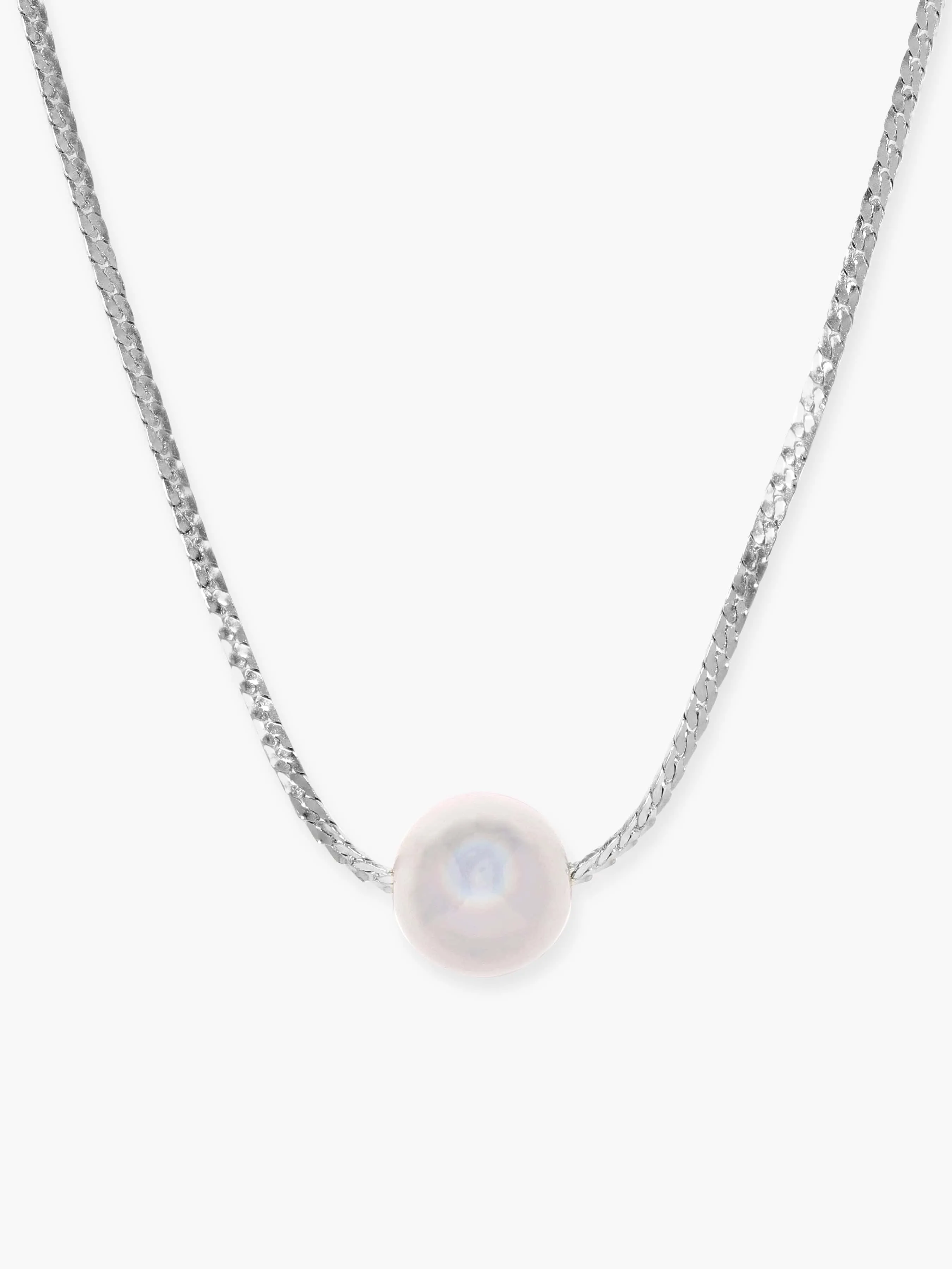 Rubans Voguish Serenity in Silver Silver Plated Necklace with Pearl Beaded Pendant